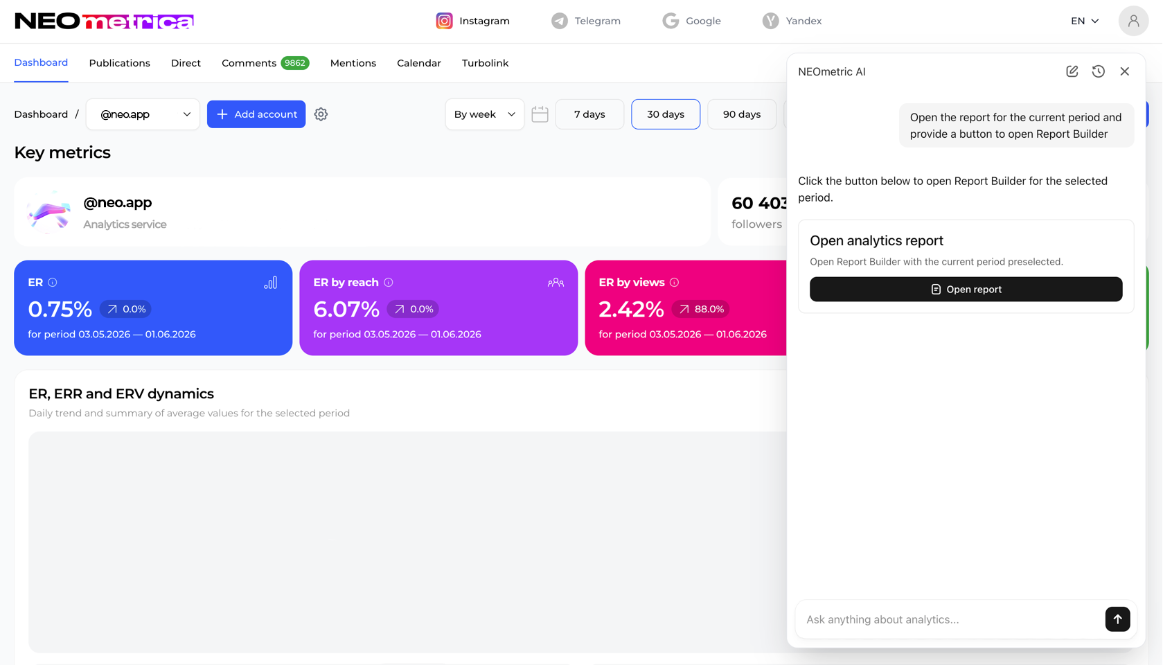 NEO Metrica AI assistant